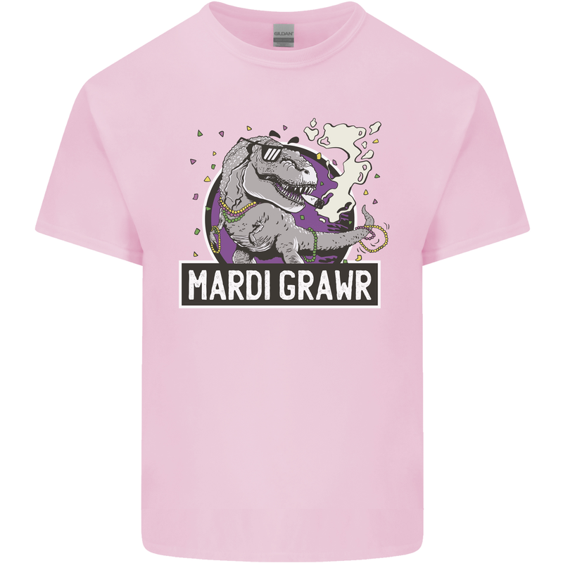 Funny T-Rex Mardi Gras Grawr Dinosaur Kids T-Shirt Childrens Light Pink