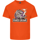 Funny T-Rex Mardi Gras Grawr Dinosaur Kids T-Shirt Childrens Orange