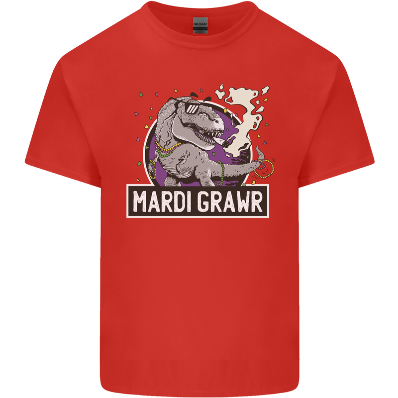 Funny T-Rex Mardi Gras Grawr Dinosaur Kids T-Shirt Childrens Red