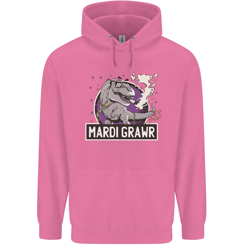 Funny T-Rex Mardi Gras Grawr Dinosaur Mens 80% Cotton Hoodie Azelea
