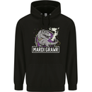 Funny T-Rex Mardi Gras Grawr Dinosaur Mens 80% Cotton Hoodie Black