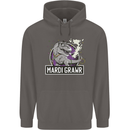Funny T-Rex Mardi Gras Grawr Dinosaur Mens 80% Cotton Hoodie Charcoal