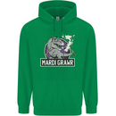 Funny T-Rex Mardi Gras Grawr Dinosaur Mens 80% Cotton Hoodie Irish Green