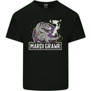 Funny T-Rex Mardi Gras Grawr Dinosaur Mens Cotton T-Shirt Tee Top Black