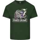 Funny T-Rex Mardi Gras Grawr Dinosaur Mens Cotton T-Shirt Tee Top Forest Green
