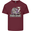 Funny T-Rex Mardi Gras Grawr Dinosaur Mens Cotton T-Shirt Tee Top Maroon