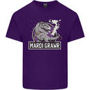 Funny T-Rex Mardi Gras Grawr Dinosaur Mens Cotton T-Shirt Tee Top Purple