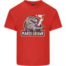 Funny T-Rex Mardi Gras Grawr Dinosaur Mens Cotton T-Shirt Tee Top Red