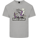 Funny T-Rex Mardi Gras Grawr Dinosaur Mens Cotton T-Shirt Tee Top Sports Grey