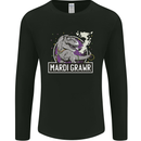 Funny T-Rex Mardi Gras Grawr Dinosaur Mens Long Sleeve T-Shirt Black