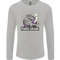 Funny T-Rex Mardi Gras Grawr Dinosaur Mens Long Sleeve T-Shirt Sports Grey