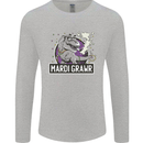 Funny T-Rex Mardi Gras Grawr Dinosaur Mens Long Sleeve T-Shirt Sports Grey
