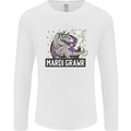 Funny T-Rex Mardi Gras Grawr Dinosaur Mens Long Sleeve T-Shirt White