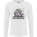 Funny T-Rex Mardi Gras Grawr Dinosaur Mens Long Sleeve T-Shirt White