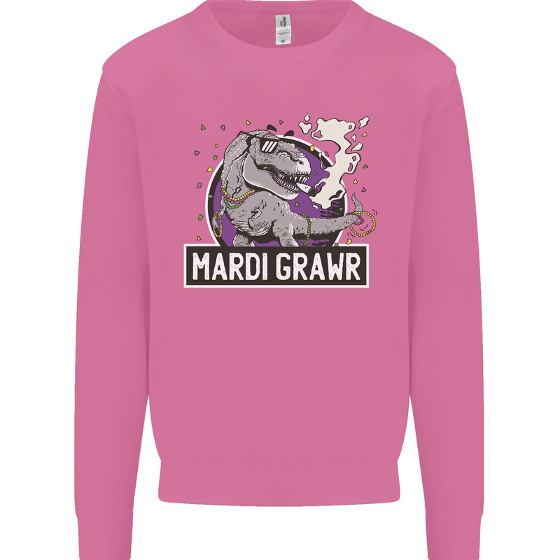 Funny T-Rex Mardi Gras Grawr Dinosaur Mens Sweatshirt Jumper Azalea