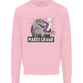 Funny T-Rex Mardi Gras Grawr Dinosaur Mens Sweatshirt Jumper Light Pink