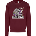 Funny T-Rex Mardi Gras Grawr Dinosaur Mens Sweatshirt Jumper Maroon