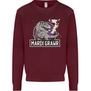 Funny T-Rex Mardi Gras Grawr Dinosaur Mens Sweatshirt Jumper Maroon
