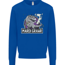 Funny T-Rex Mardi Gras Grawr Dinosaur Mens Sweatshirt Jumper Royal Blue