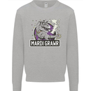 Funny T-Rex Mardi Gras Grawr Dinosaur Mens Sweatshirt Jumper Sports Grey