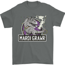 Funny T-Rex Mardi Gras Grawr Dinosaur Mens T-Shirt 100% Cotton Charcoal