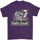 Funny T-Rex Mardi Gras Grawr Dinosaur Mens T-Shirt 100% Cotton Purple