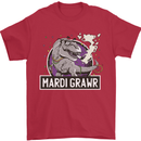 Funny T-Rex Mardi Gras Grawr Dinosaur Mens T-Shirt 100% Cotton Red