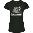 Funny T-Rex Mardi Gras Grawr Dinosaur Womens Petite Cut T-Shirt Black