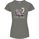 Funny T-Rex Mardi Gras Grawr Dinosaur Womens Petite Cut T-Shirt Charcoal