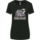 Funny T-Rex Mardi Gras Grawr Dinosaur Womens Wider Cut T-Shirt Black