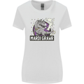 Funny T-Rex Mardi Gras Grawr Dinosaur Womens Wider Cut T-Shirt White