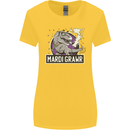 Funny T-Rex Mardi Gras Grawr Dinosaur Womens Wider Cut T-Shirt Yellow