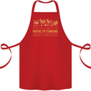 Funny Thinking About Chickens Farm Farmer Cotton Apron 100% Organic Red