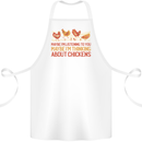 Funny Thinking About Chickens Farm Farmer Cotton Apron 100% Organic White