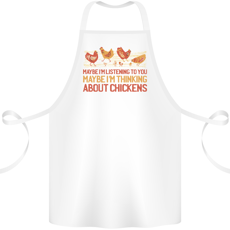 Funny Thinking About Chickens Farm Farmer Cotton Apron 100% Organic White