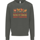 Funny Thinking About Chickens Farm Farmer Kids Sweatshirt Jumper Storm Grey