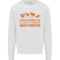 Funny Thinking About Chickens Farm Farmer Kids Sweatshirt Jumper White