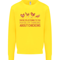 Funny Thinking About Chickens Farm Farmer Kids Sweatshirt Jumper Yellow