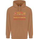 Funny Thinking About Chickens Farm Farmer Mens 80% Cotton Hoodie Caramel Latte