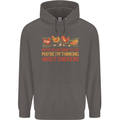 Funny Thinking About Chickens Farm Farmer Mens 80% Cotton Hoodie Charcoal
