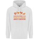 Funny Thinking About Chickens Farm Farmer Mens 80% Cotton Hoodie White
