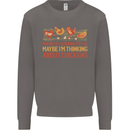 Funny Thinking About Chickens Farm Farmer Mens Sweatshirt Jumper Charcoal