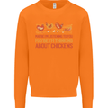 Funny Thinking About Chickens Farm Farmer Mens Sweatshirt Jumper Orange