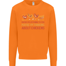 Funny Thinking About Chickens Farm Farmer Mens Sweatshirt Jumper Orange
