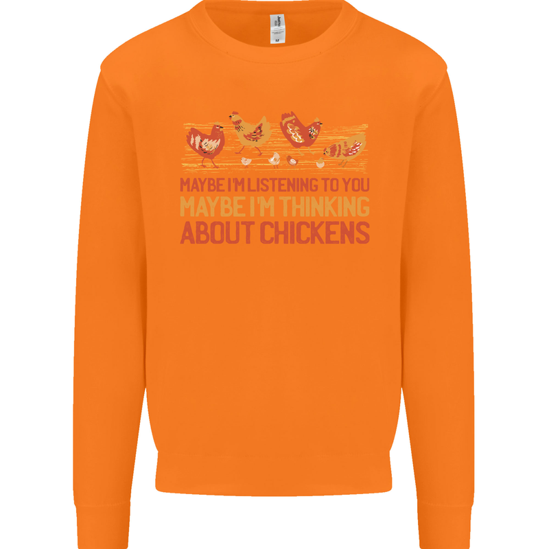 Funny Thinking About Chickens Farm Farmer Mens Sweatshirt Jumper Orange
