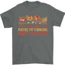 Funny Thinking About Chickens Farm Farmer Mens T-Shirt 100% Cotton Charcoal