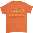 Funny Thinking About Chickens Farm Farmer Mens T-Shirt 100% Cotton Orange
