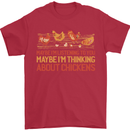 Funny Thinking About Chickens Farm Farmer Mens T-Shirt 100% Cotton Red