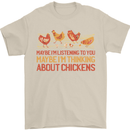 Funny Thinking About Chickens Farm Farmer Mens T-Shirt 100% Cotton Sand