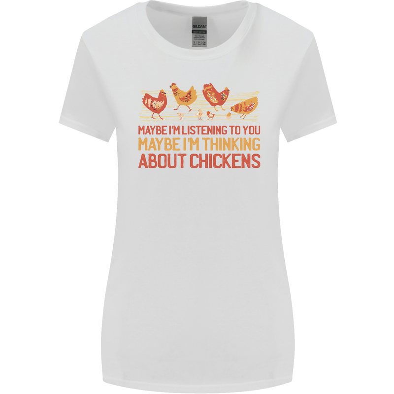 Funny Thinking About Chickens Farm Farmer Womens Wider Cut T-Shirt White
